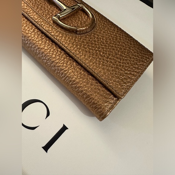 GUCCI Hasler Horsebit Metallic Leather Wallet EUC - Picture 10 of 15